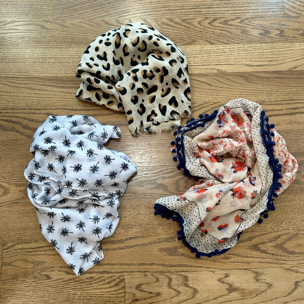 Three beautiful Scarves. Mint condition.